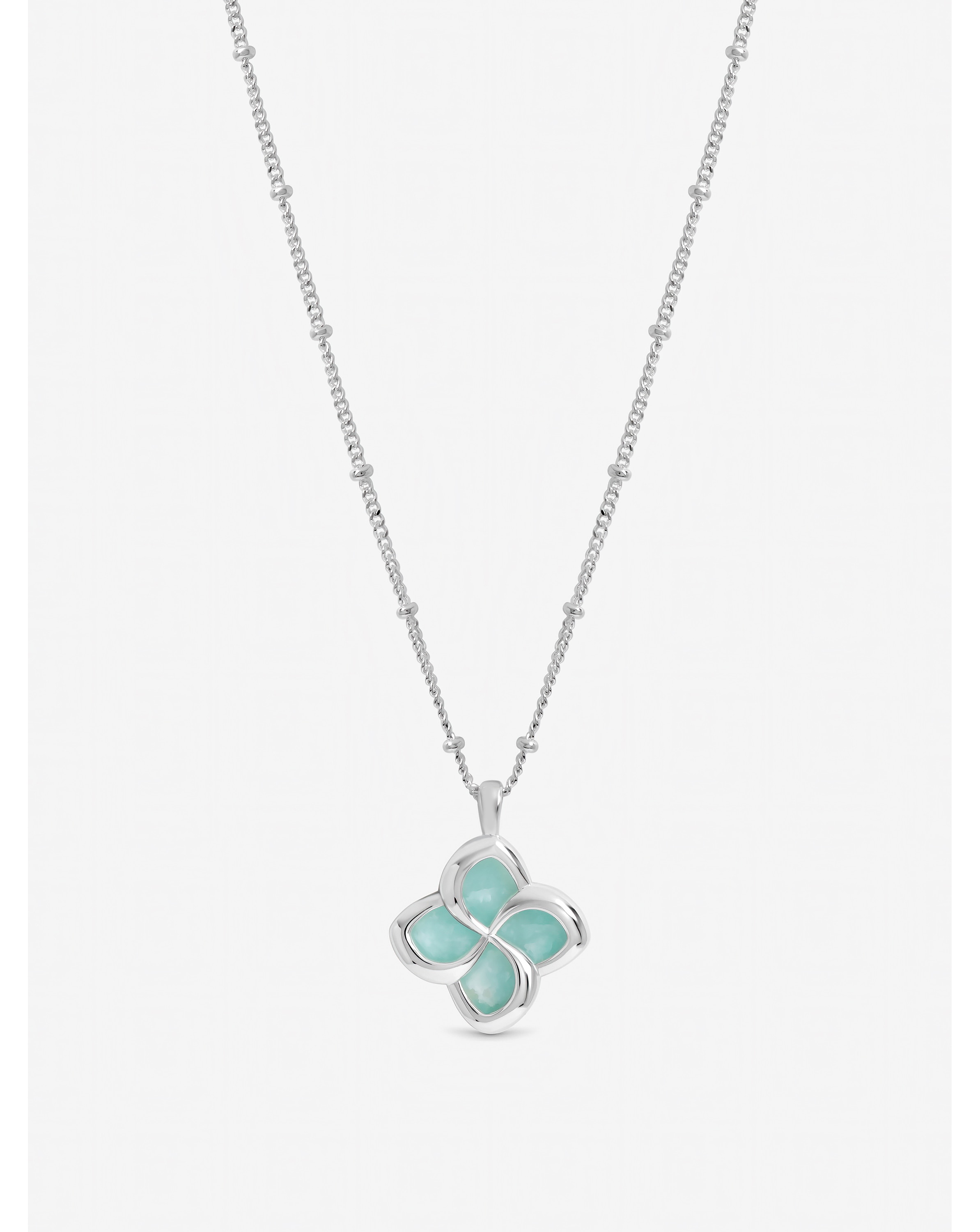 New In - Silver Plated Turquoise Clover Pendant