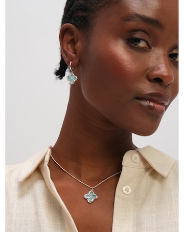 Inicio Sterling Silver Plated Turquoise Clover Pendant - Gift Pouch