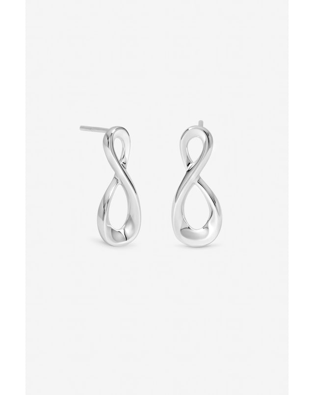 Inicio Sterling Silver Plated Organic Infinity Stud Earrings