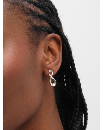 Inicio Sterling Silver Plated Organic Infinity Stud Earrings