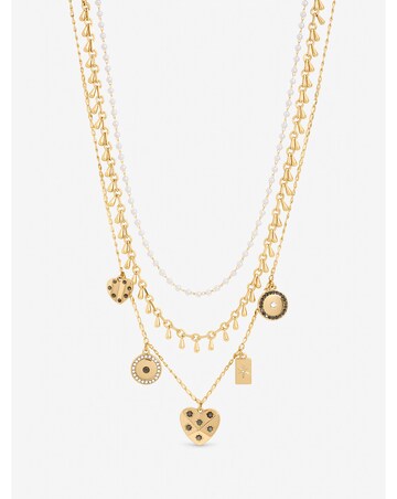 Mood Gold Plated Celestial Charm Multirow Necklace