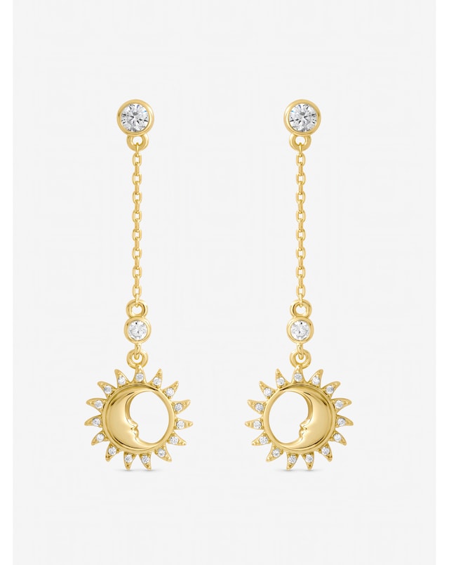 Inicio Gold Plated and Mother of Pearl Sun Earrings - Gift Pouch
