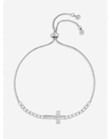 Jon Richard Silver Plated and Crystal Cross Toggle Bracelet