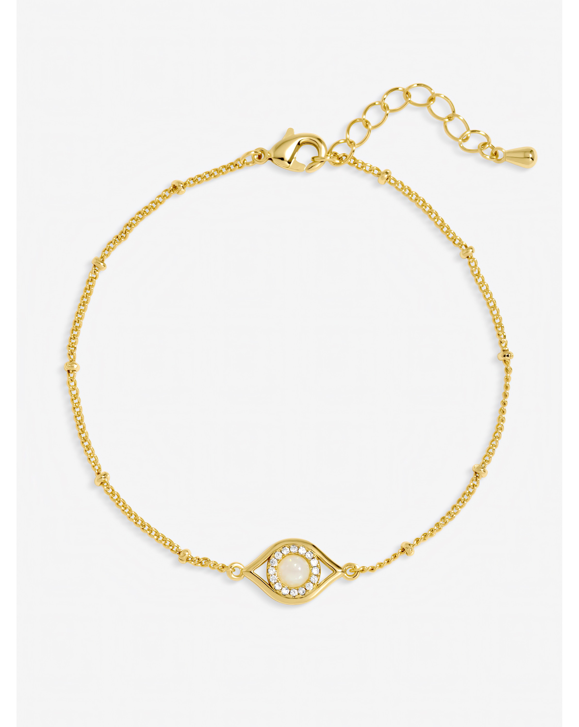 New In - Gold Mother of Pearl Evil Eye Bracelet