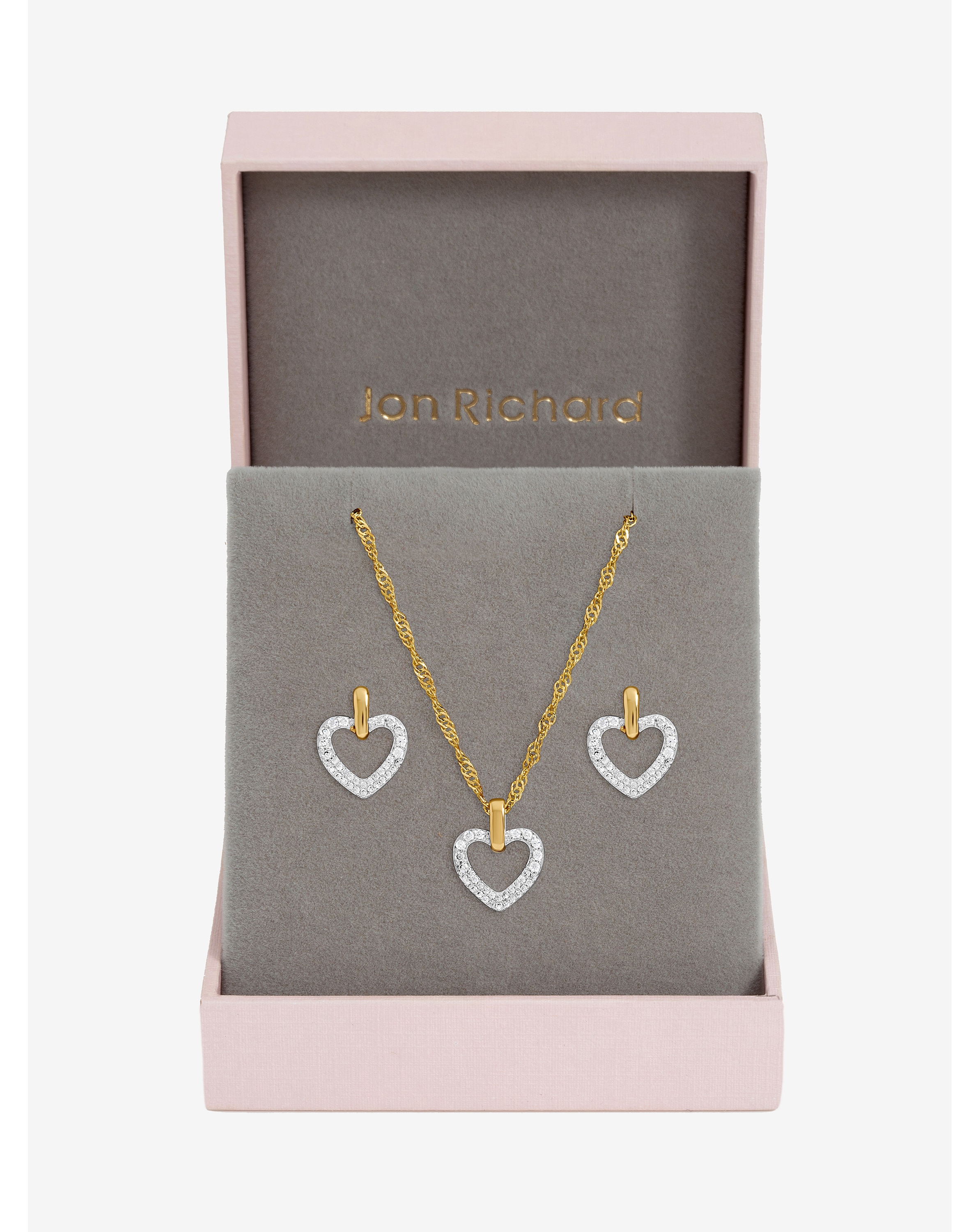 New In - Two Tone Open Heart Set - Gift Box
