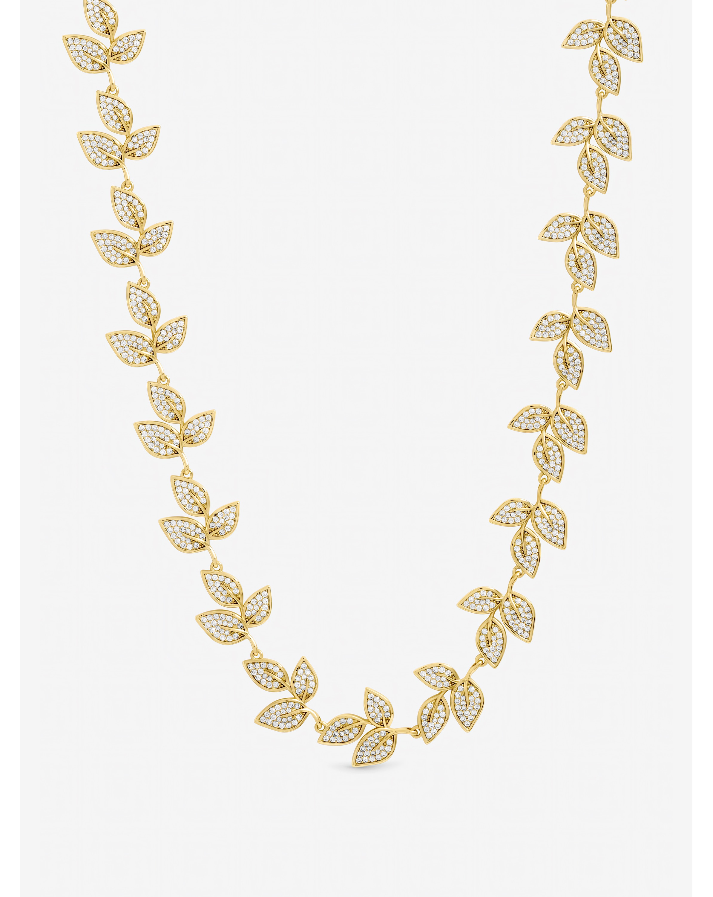 New In - Gold Plated Cubic Zirconia Leaf Necklace