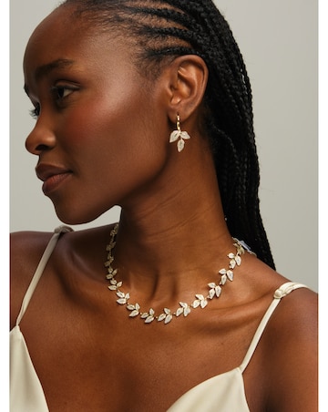 Jon Richard Gold Plated and Cubic Zirconia Leaf Necklace