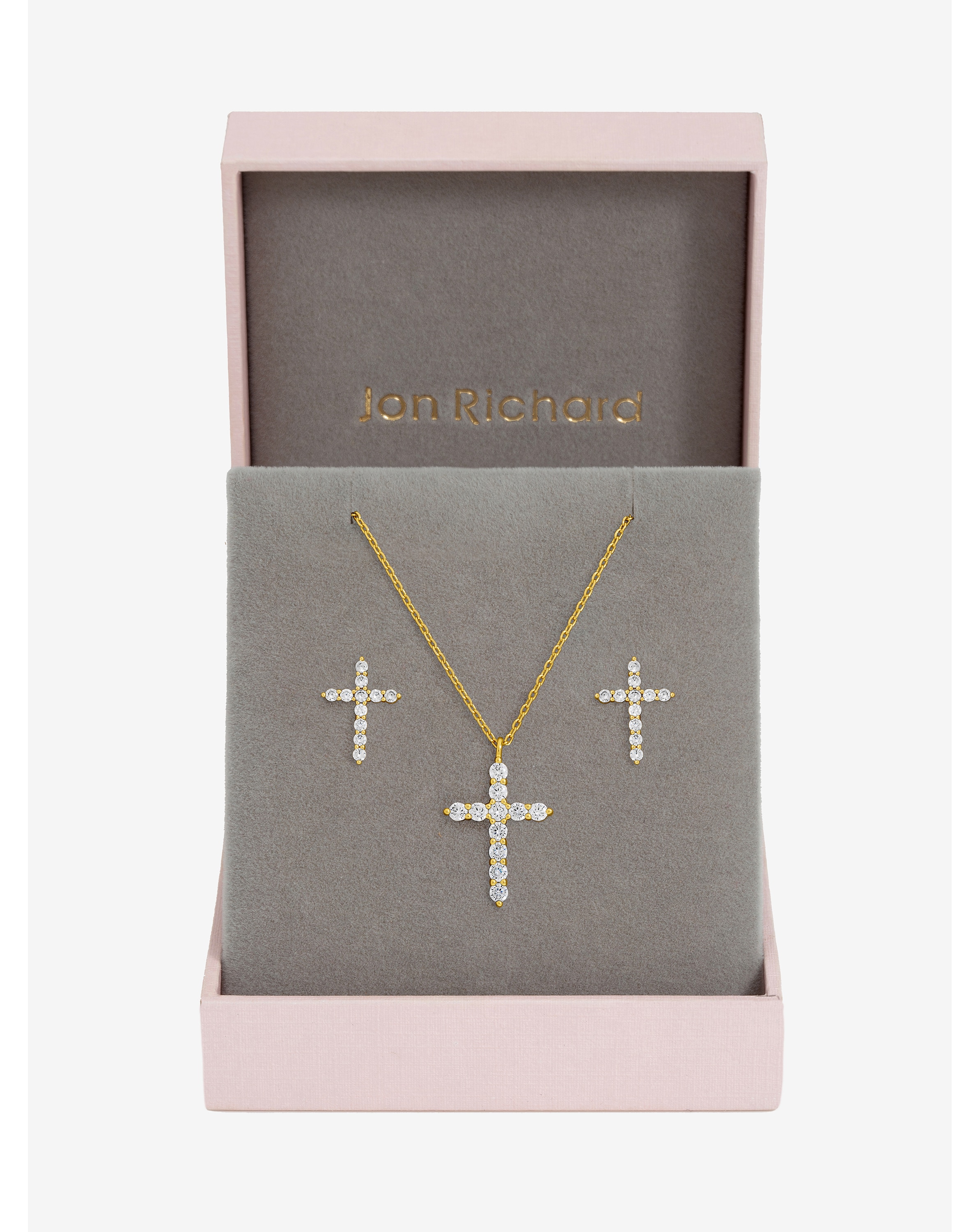 New In - Gold Plated CZ Cross Set - Gift Box