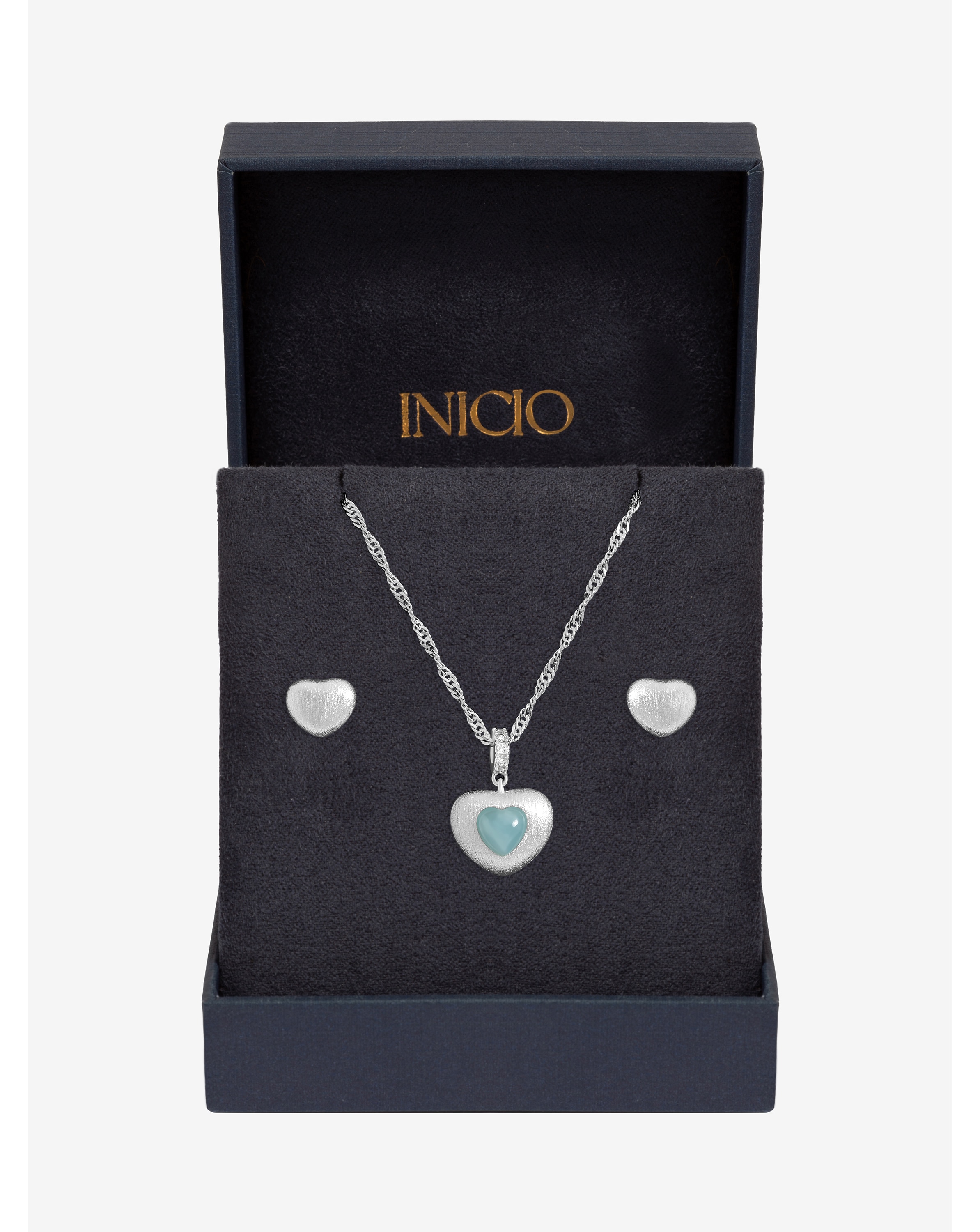 New In - Silver Satin Heart Set - Gift Box
