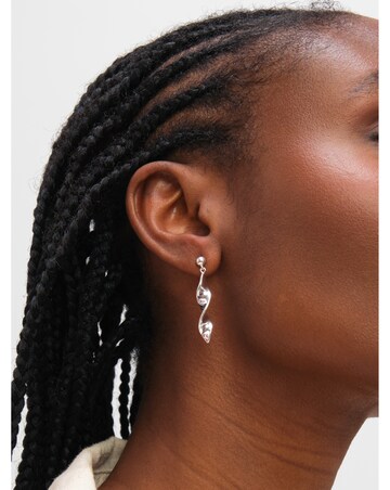 Inicio Sterling Silver Plated Polished Twist Drop Earrings