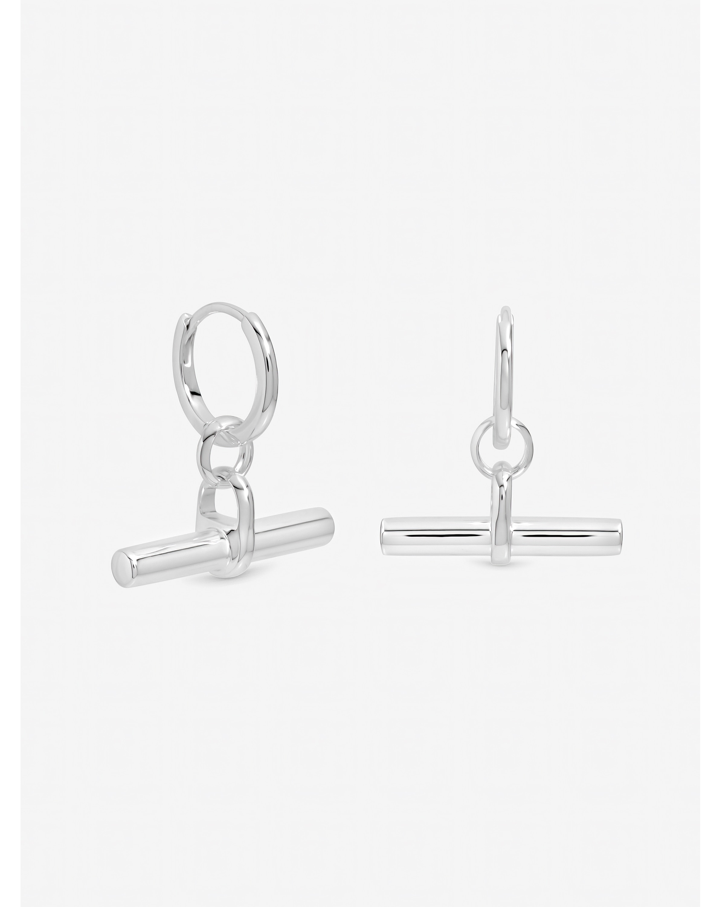 New In - Sterling Silver Plated T-Bar Hoops