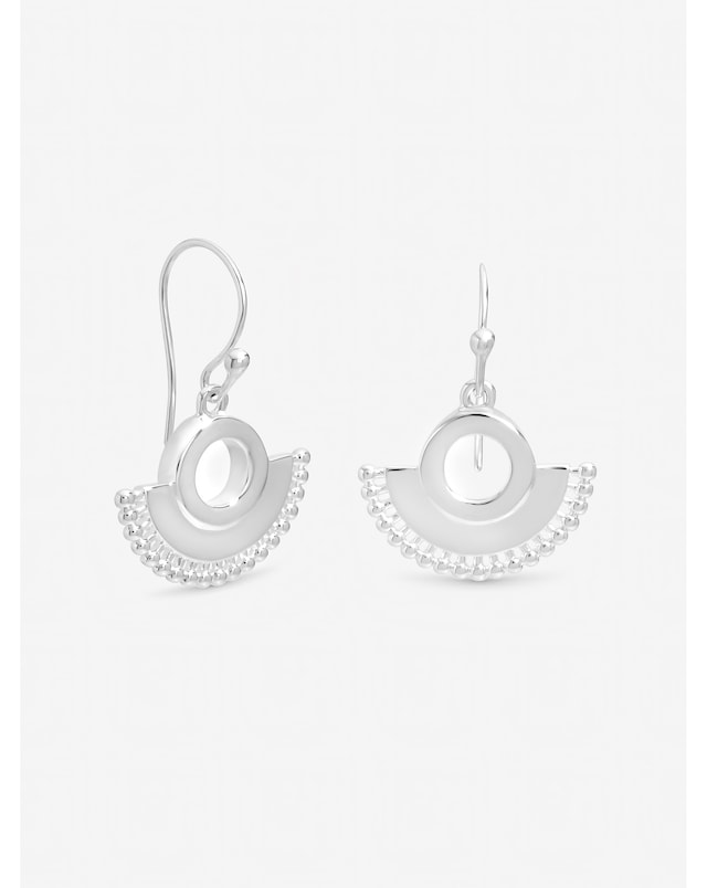 Inicio Sterling Silver Plated Beaded Fan Fishhook Earrings