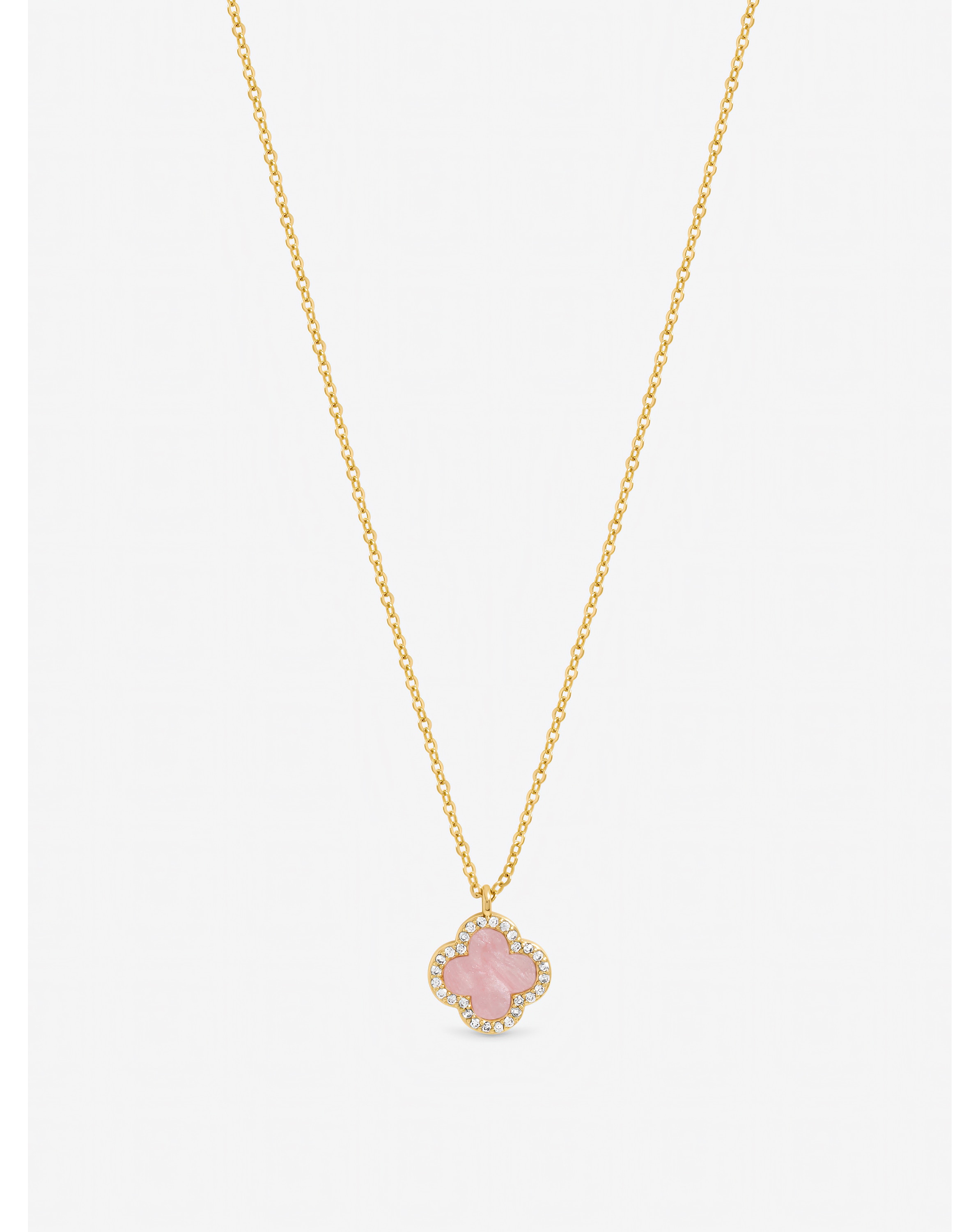 New In - Gold Plated Pink Clover Pendant