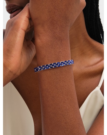 Jon Richard Silver Plated and Sapphire Chain Stretch Bracelet