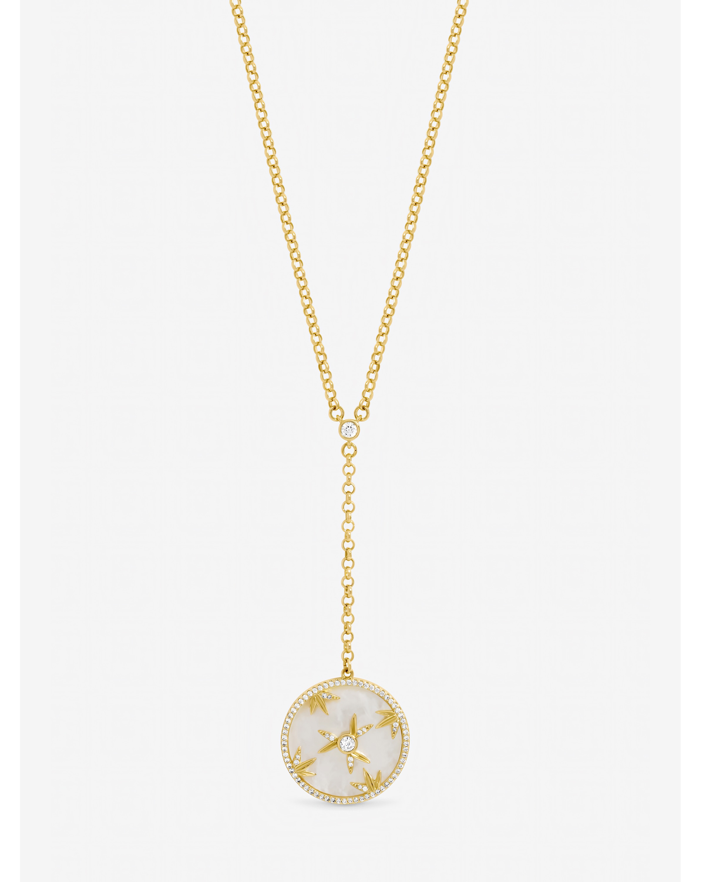 New In - Gold Plated Mother of Pearl Fan Pendant