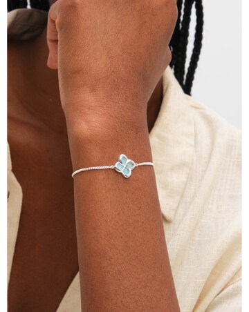 Inicio Sterling Silver Plated Turquoise Clover Toggle Bracelet