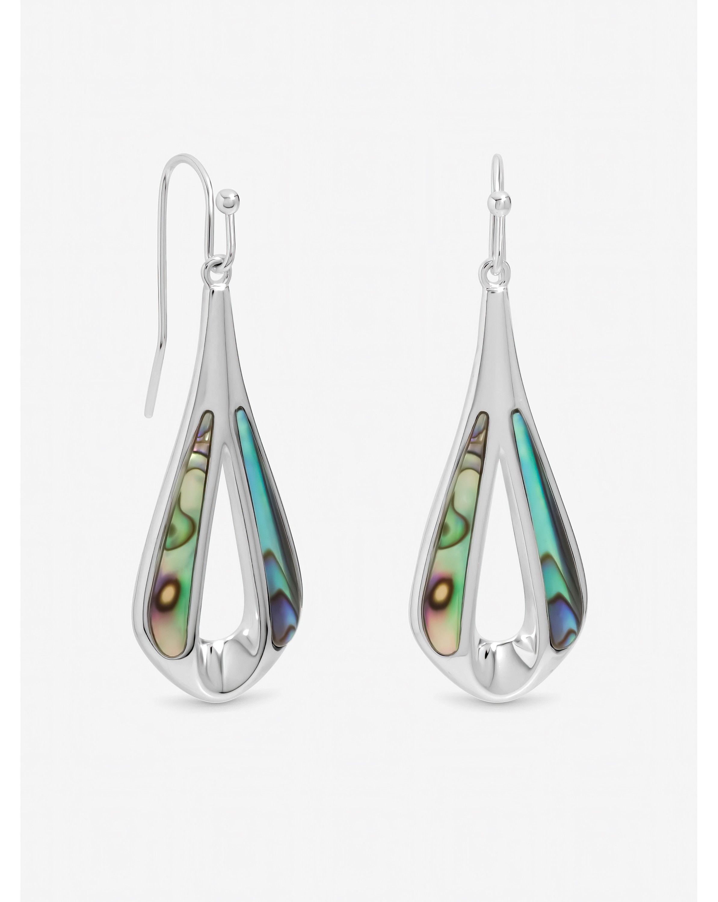New In - Silver Abalone Fishhook Earrings