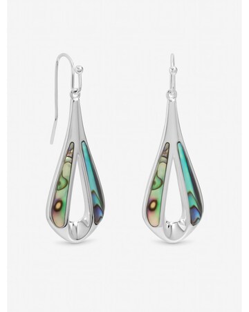 Inicio Sterling Silver Plated Abalone Fishhook Earrings