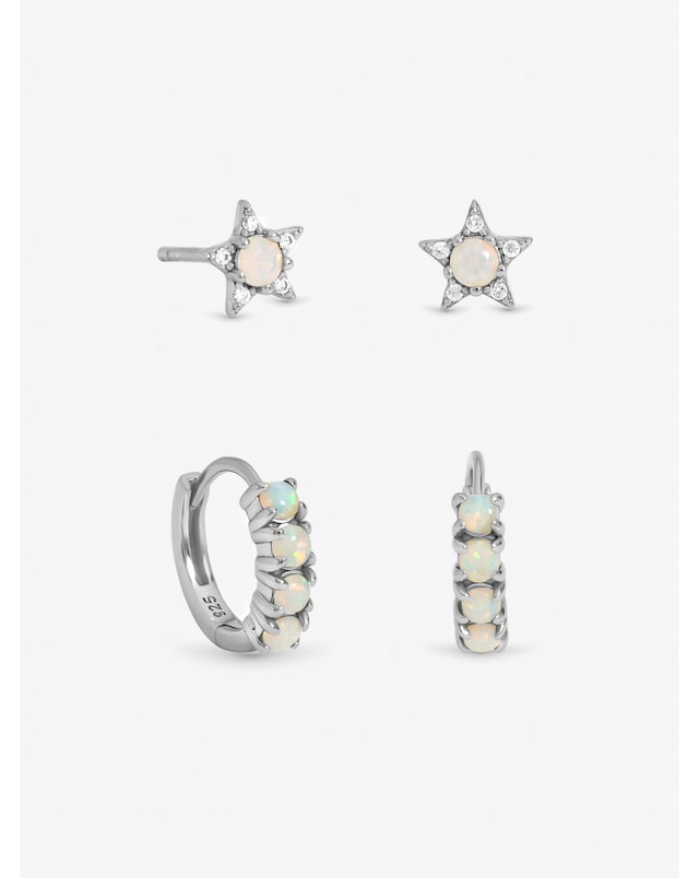 Inicio Sterling Silver Plated Opal Earrings - Pack of 2