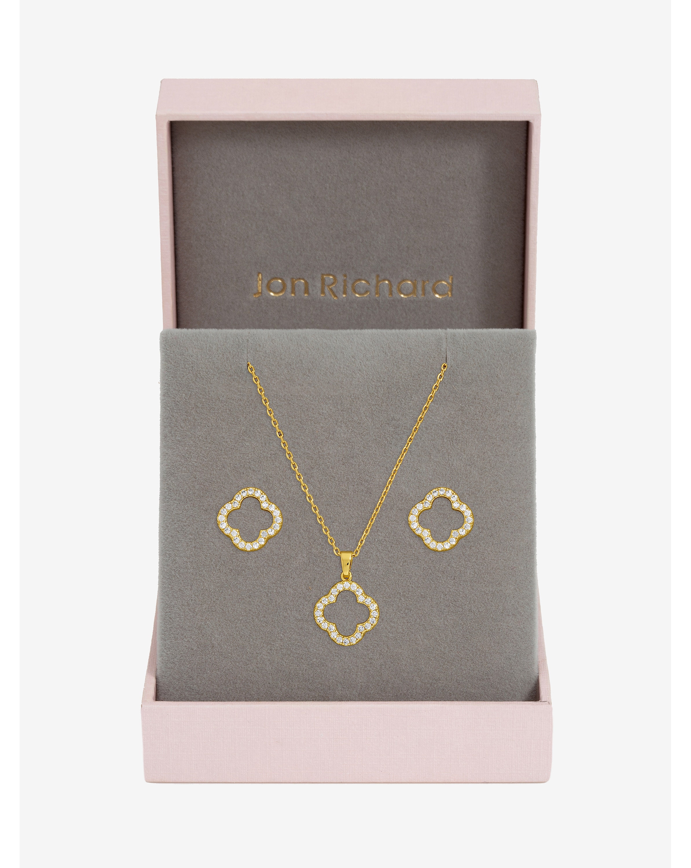 Gold Plated Open Clover Set - Gift Box