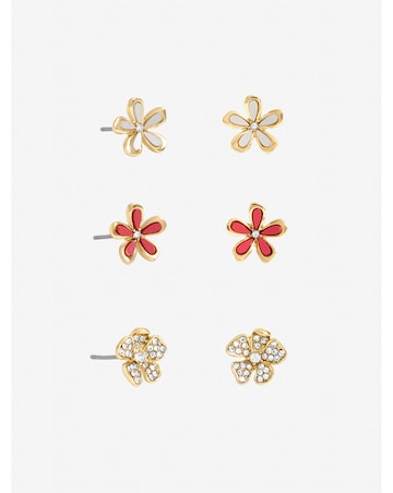 Mood Gold Plated Floral Earrings - Pack of 3