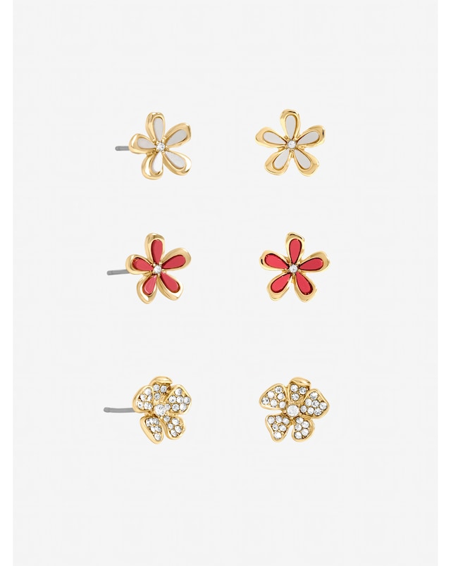 Mood Gold Plated Floral Earrings - Pack of 3