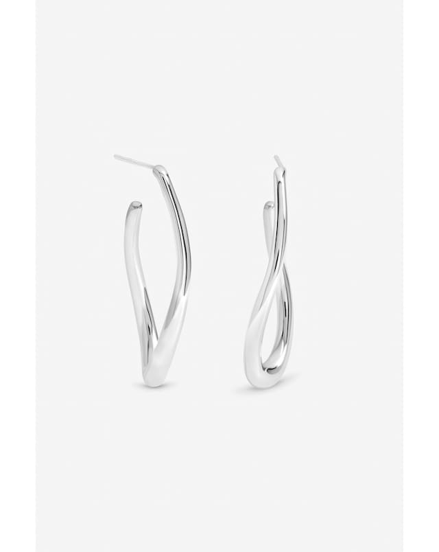 Inicio Sterling Silver Plated Large Organic Polished Hoops