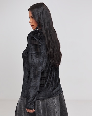 Black Velvet Check Burn Out Top