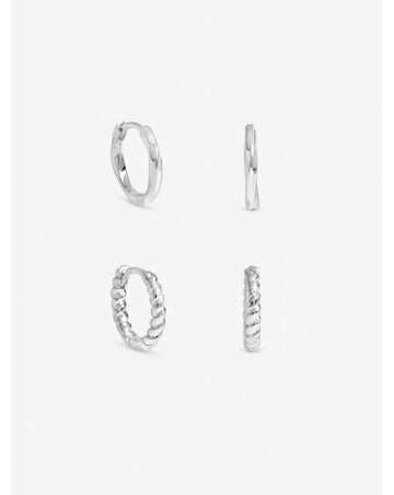 Inicio Sterling Silver Plated Polished Hoops - Pack of 2