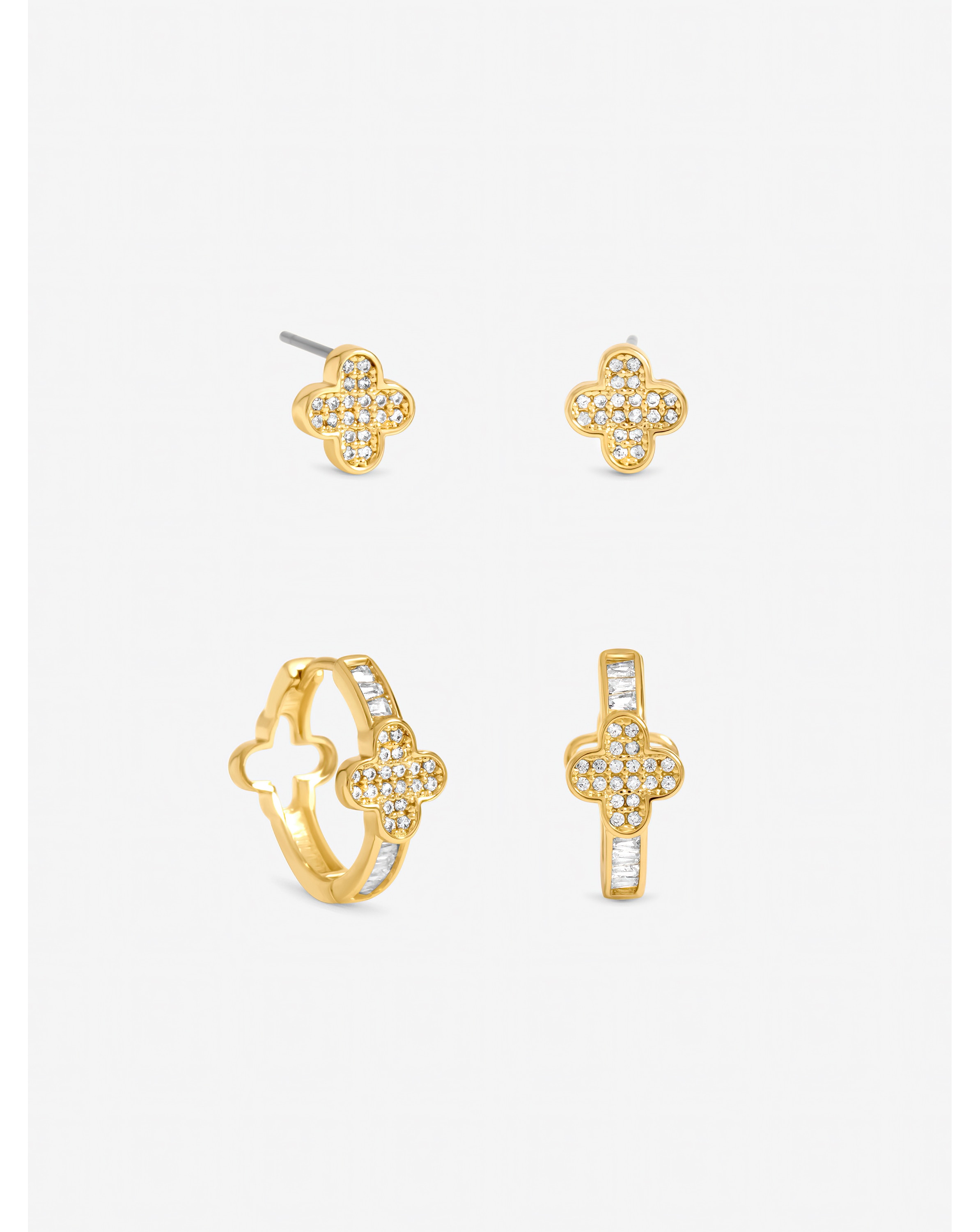 New In - Gold Plated Clover Hoops - Pack of 2