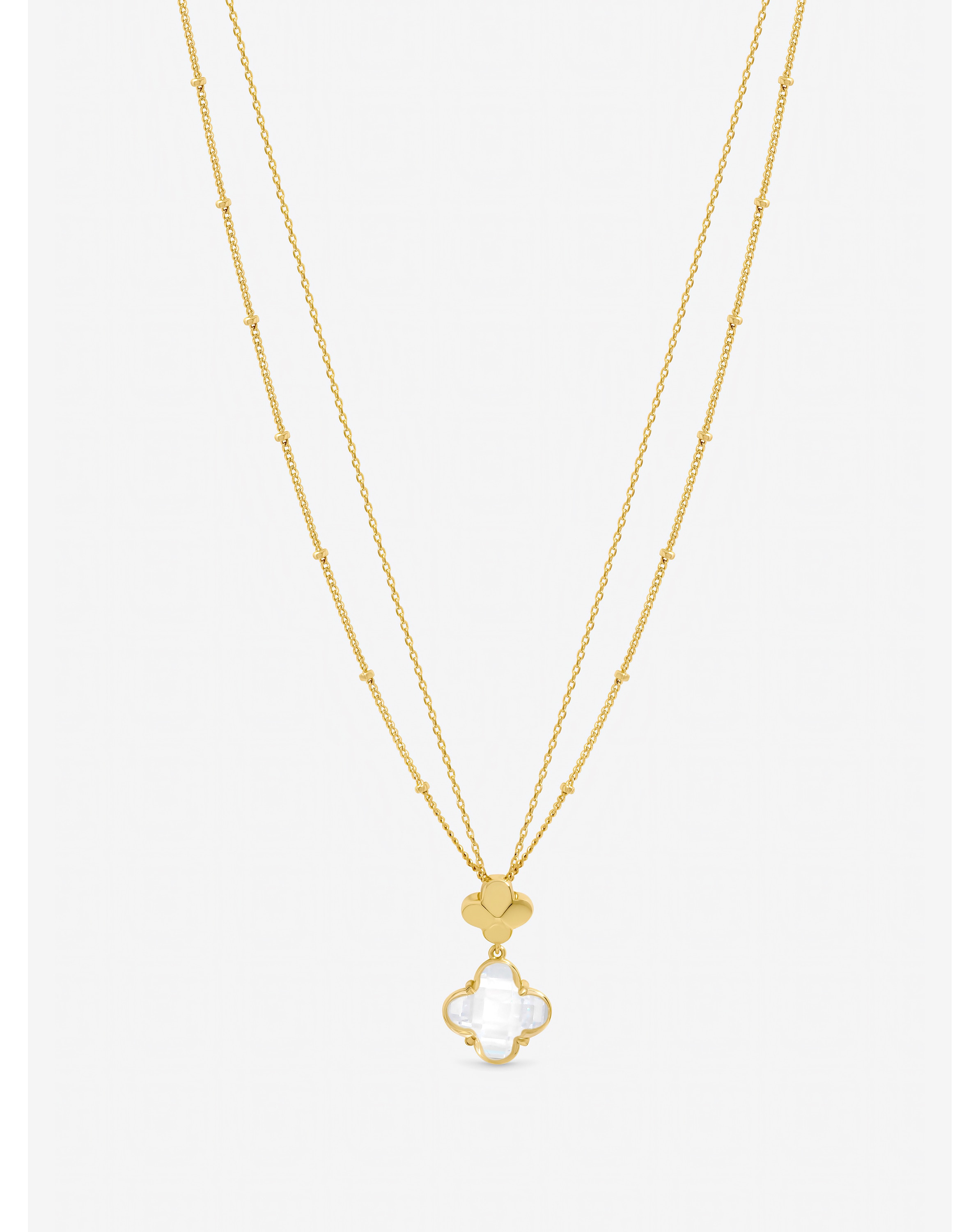 New In - Gold Polished and Crystal Clover Pendant