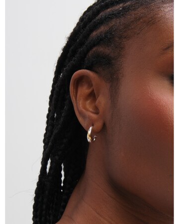 Inicio Sterling Silver Plated Two Tone Twist Hoop Earrings