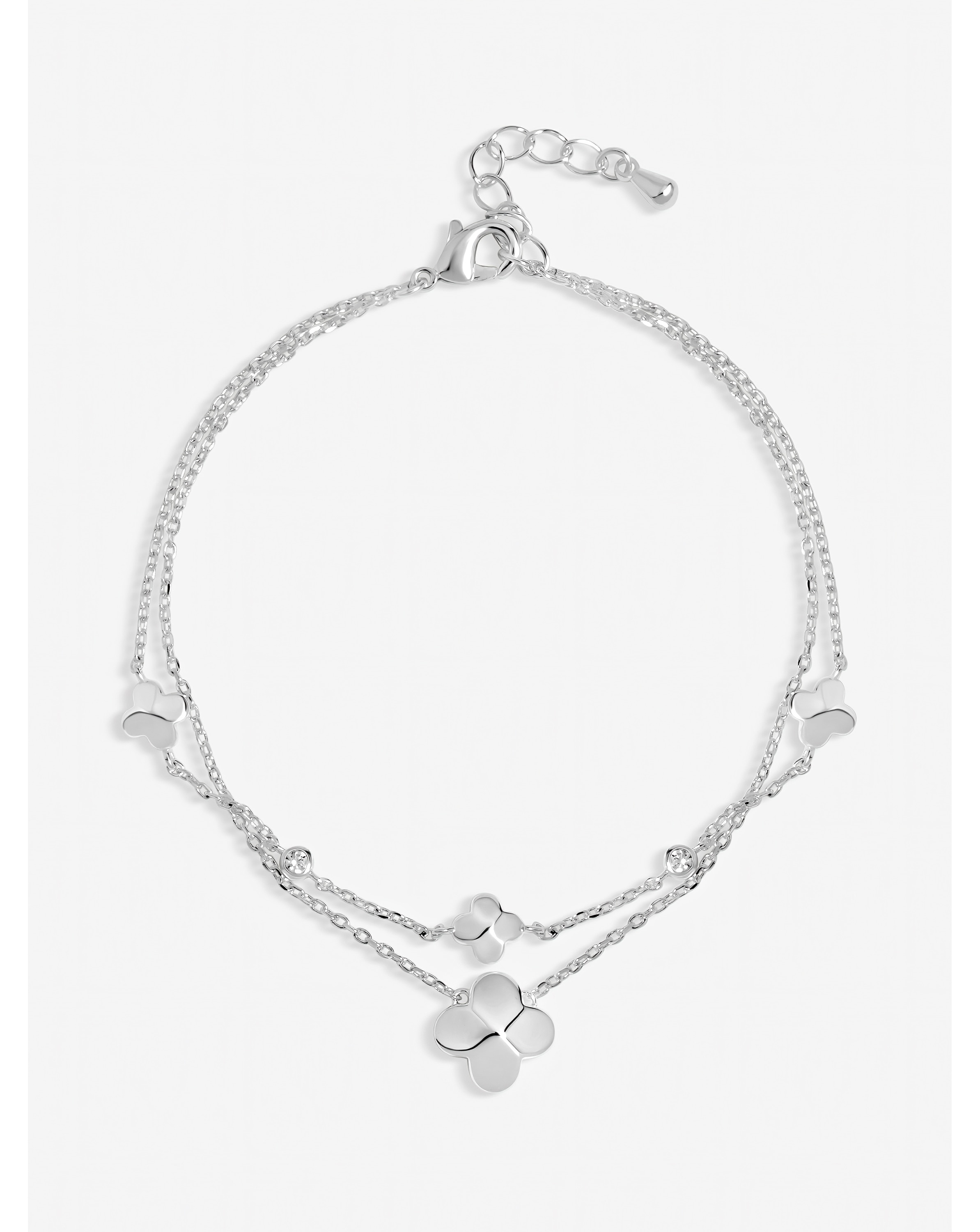 New In - Double Row Bezel Station Clover Bracelet