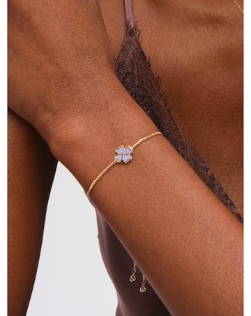 Jon Richard Gold Plated and Lilac Enamel Heart Clover Toggle Bracelet
