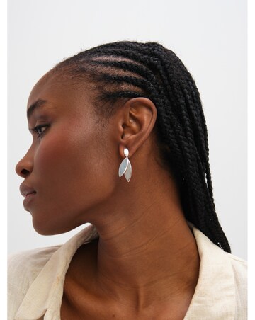 Inicio Sterling Silver Plated Polished Double Drop Earrings