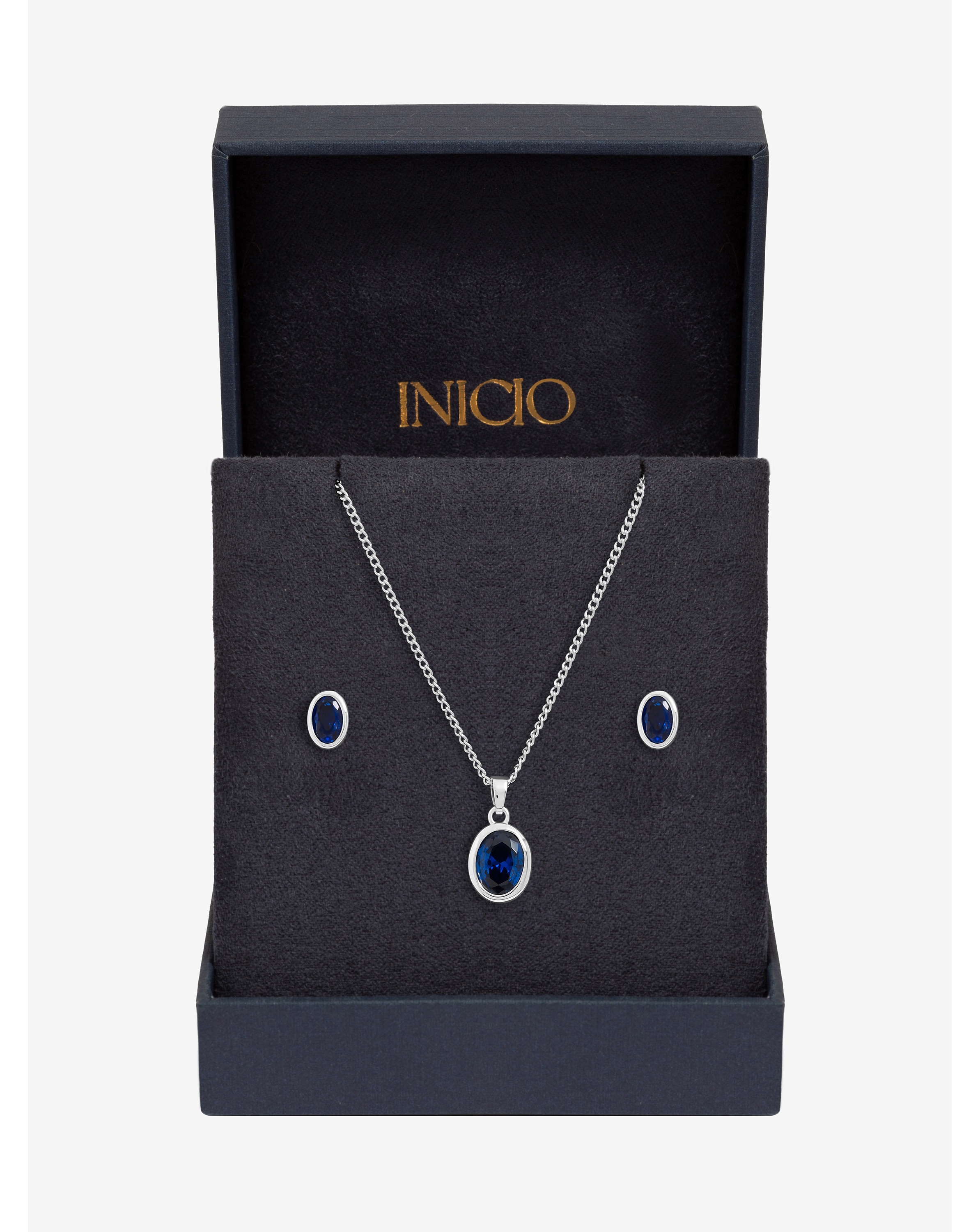 New In - Sapphire Oval Bezel Set - Gift Box