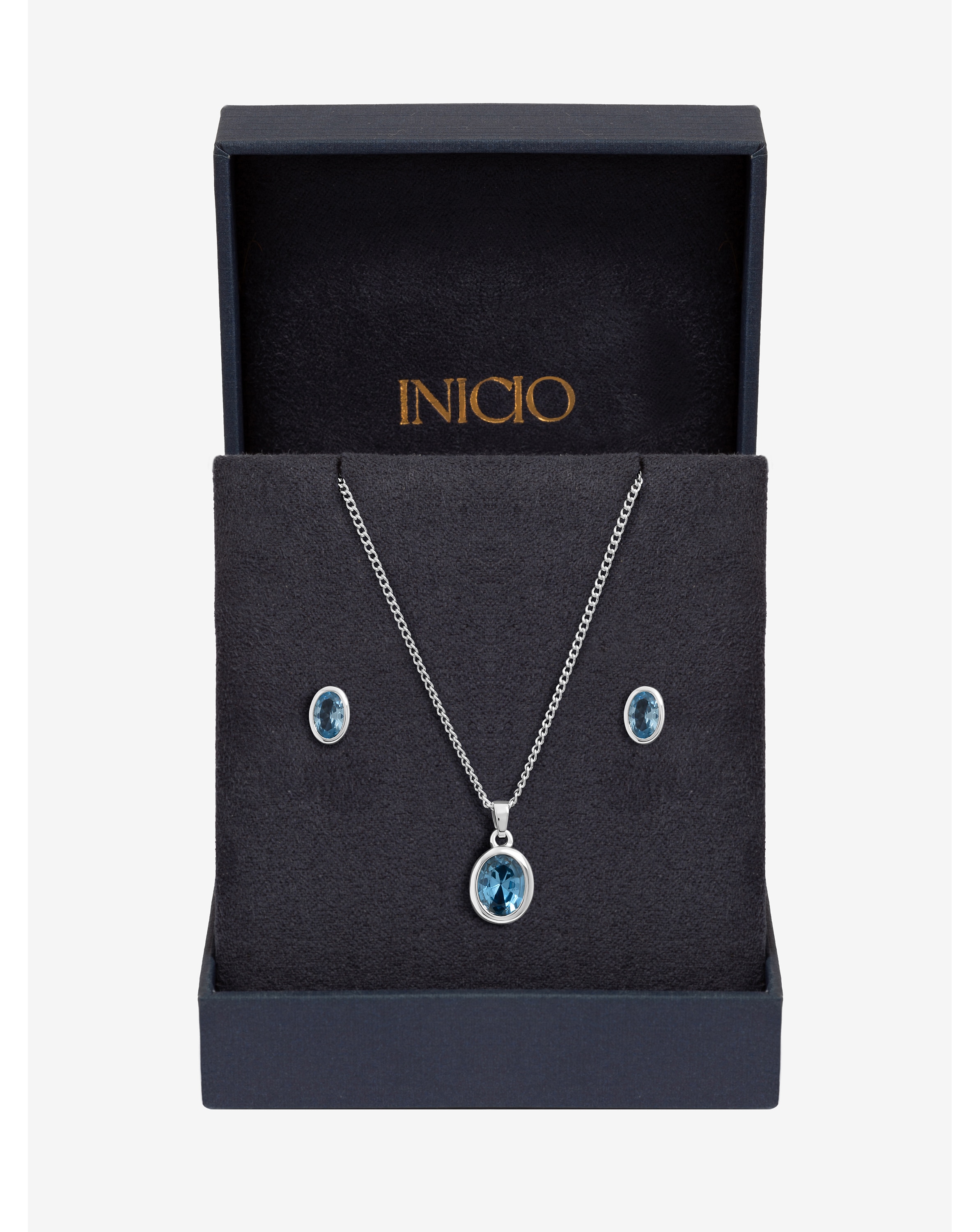 New In - Blue Topaz Oval Bezel Set - Gift Box