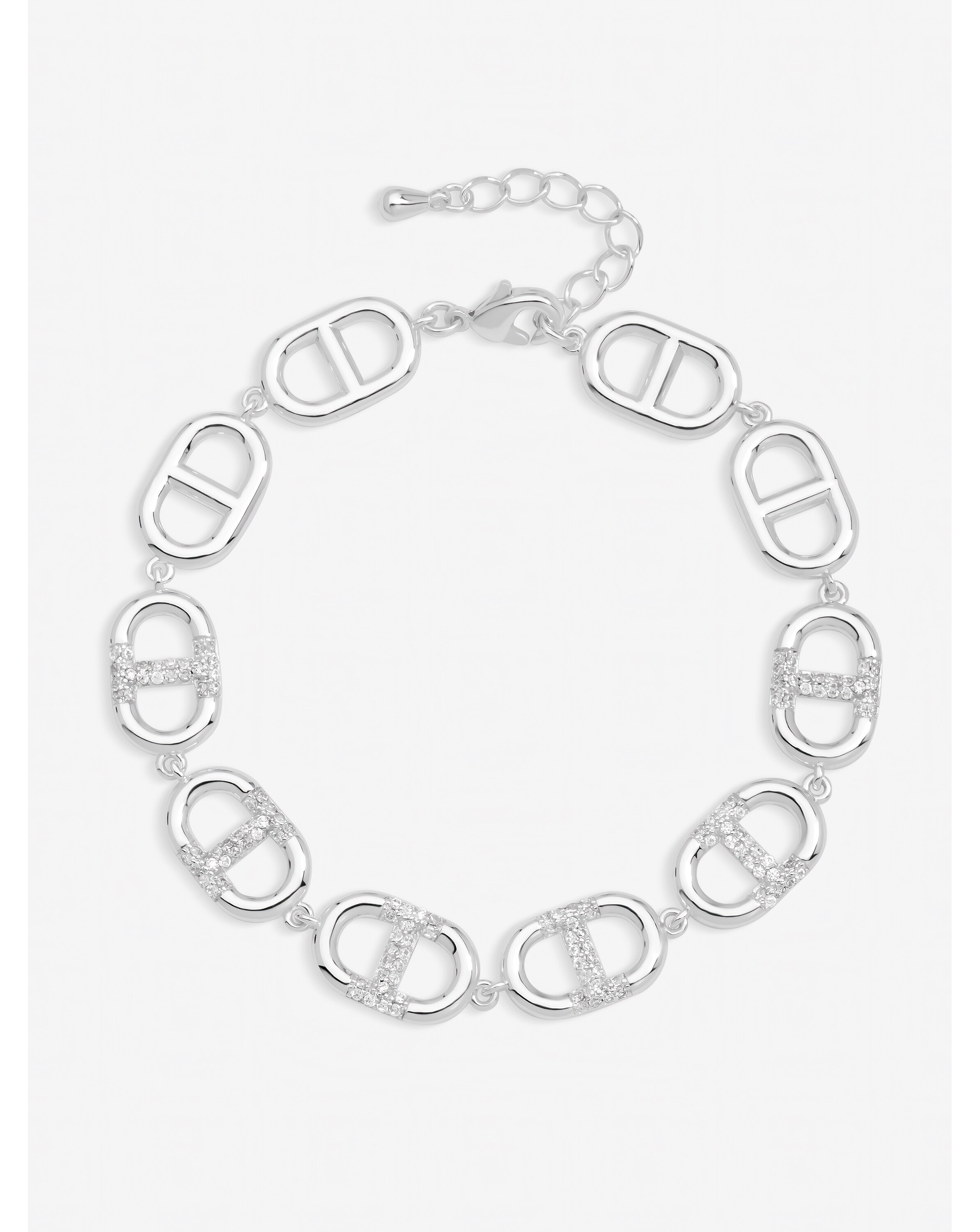 Silver Plated and Crystal Link Bracelet
