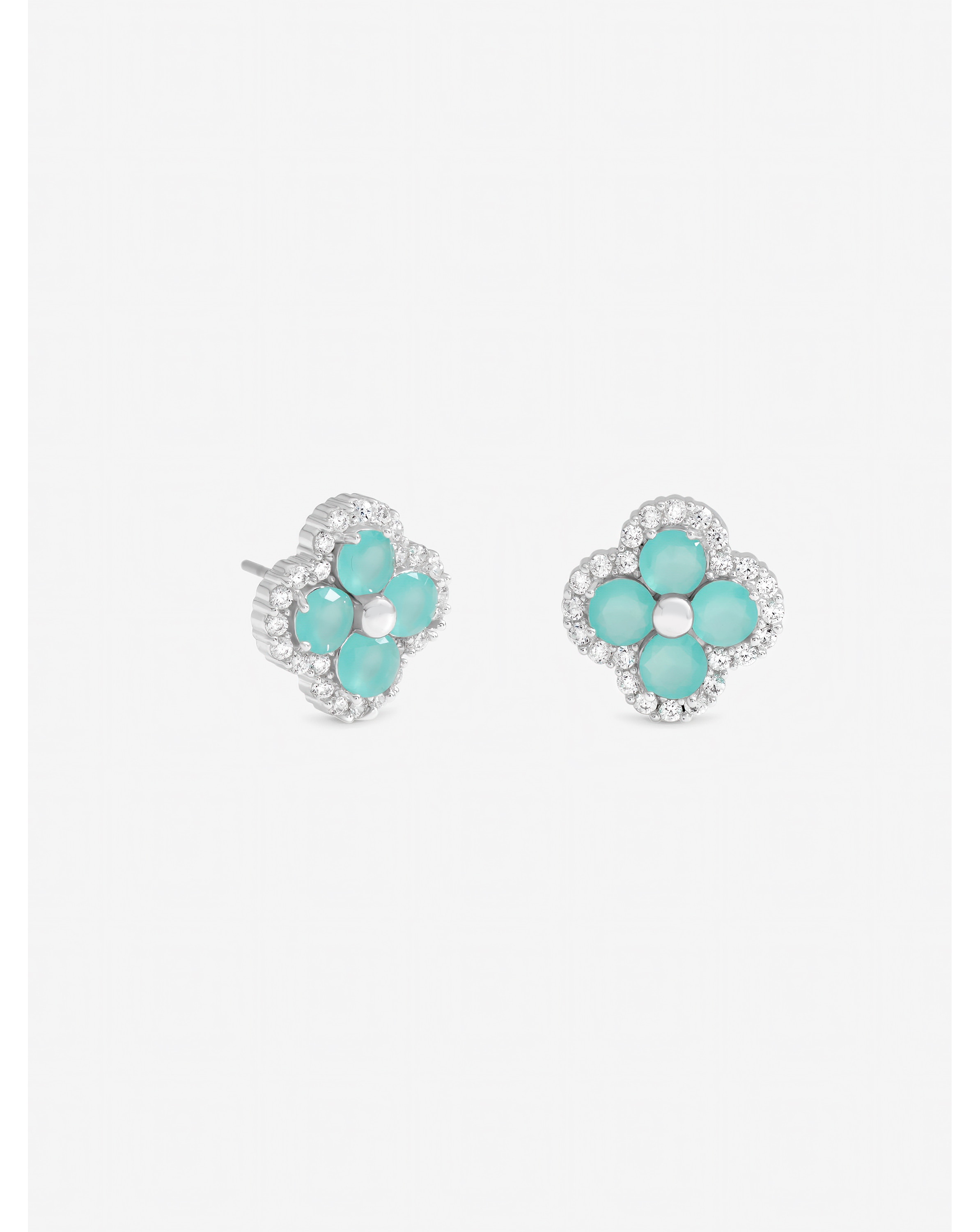 New In - Silver Plated Blue Clover Studs