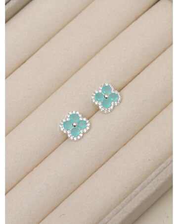 Jon Richard Silver Plated and Blue Clover Stud Earrings