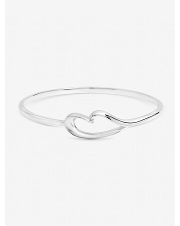Inicio Sterling Silver Plated Polished Heart Bangle - Gift Pouch