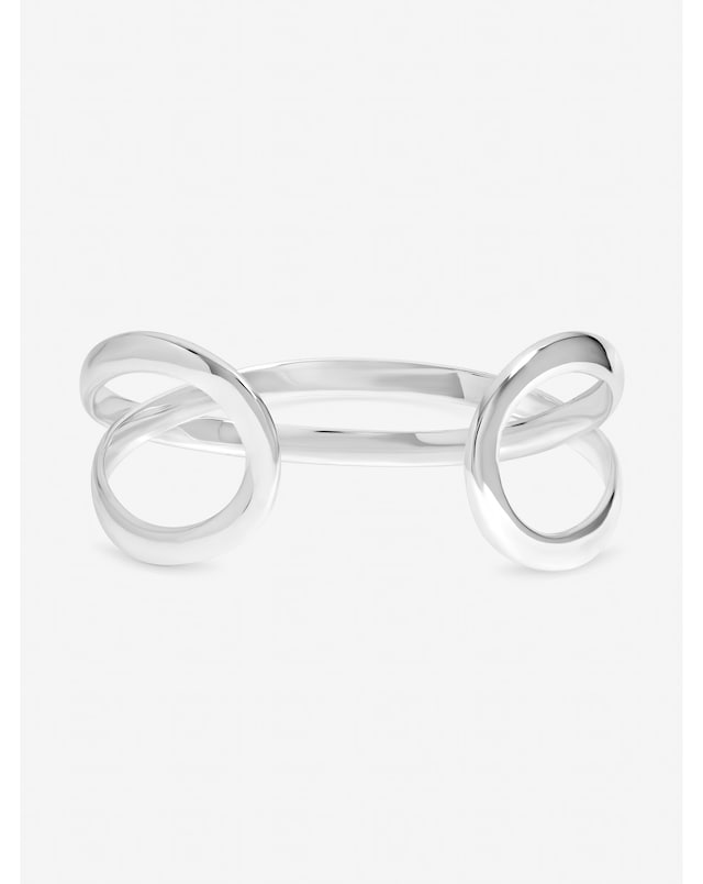 Inicio Sterling Silver Plated Polished Open Crossover Bangle - Gift Pouch