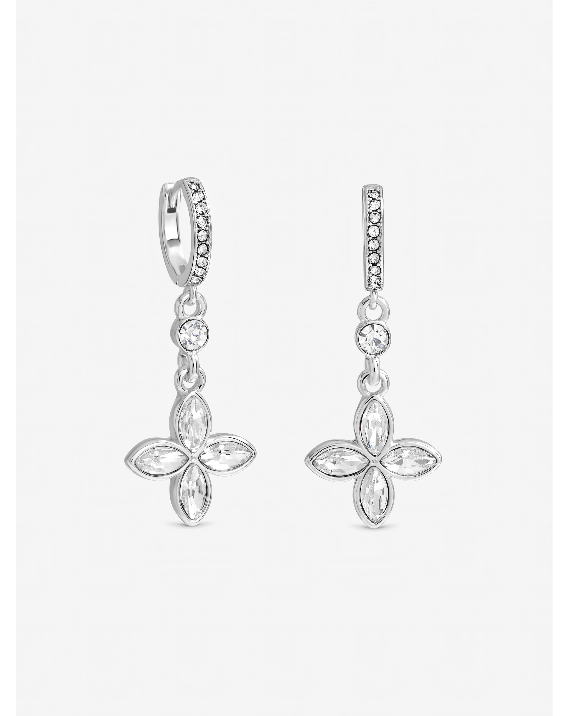 New In - Silver Plated Crystal Clover Earrings
