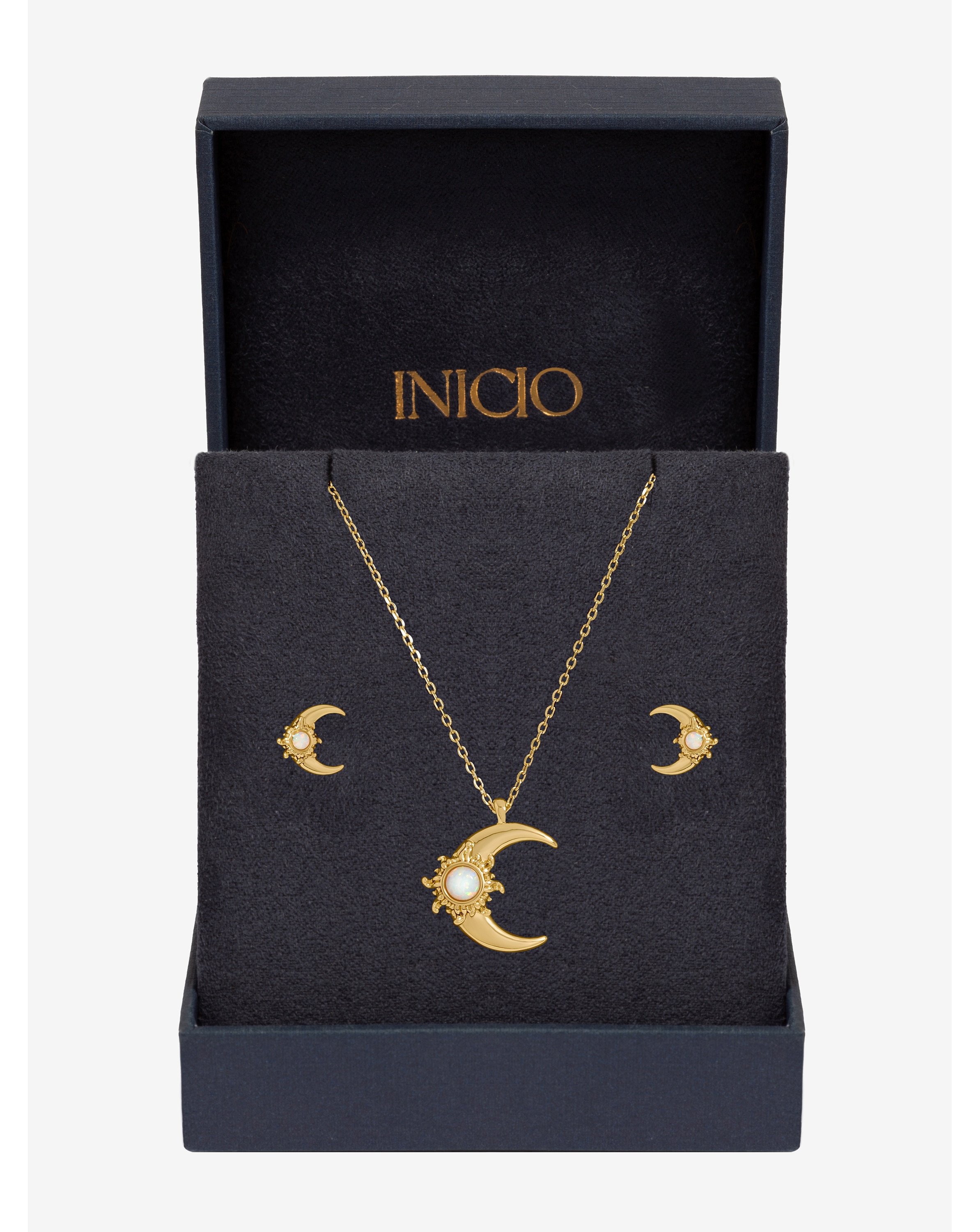 New In - Gold Plated and Opal Moon Set - Gift Box