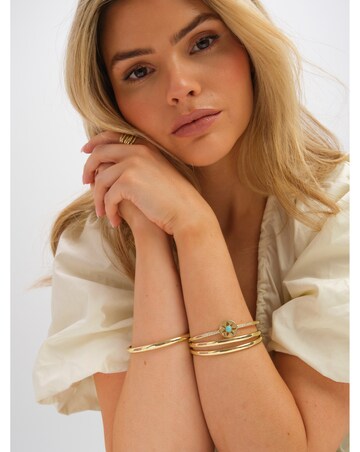 Inicio Gold Plated and Turquoise Celestial Bangle - Gift Pouch