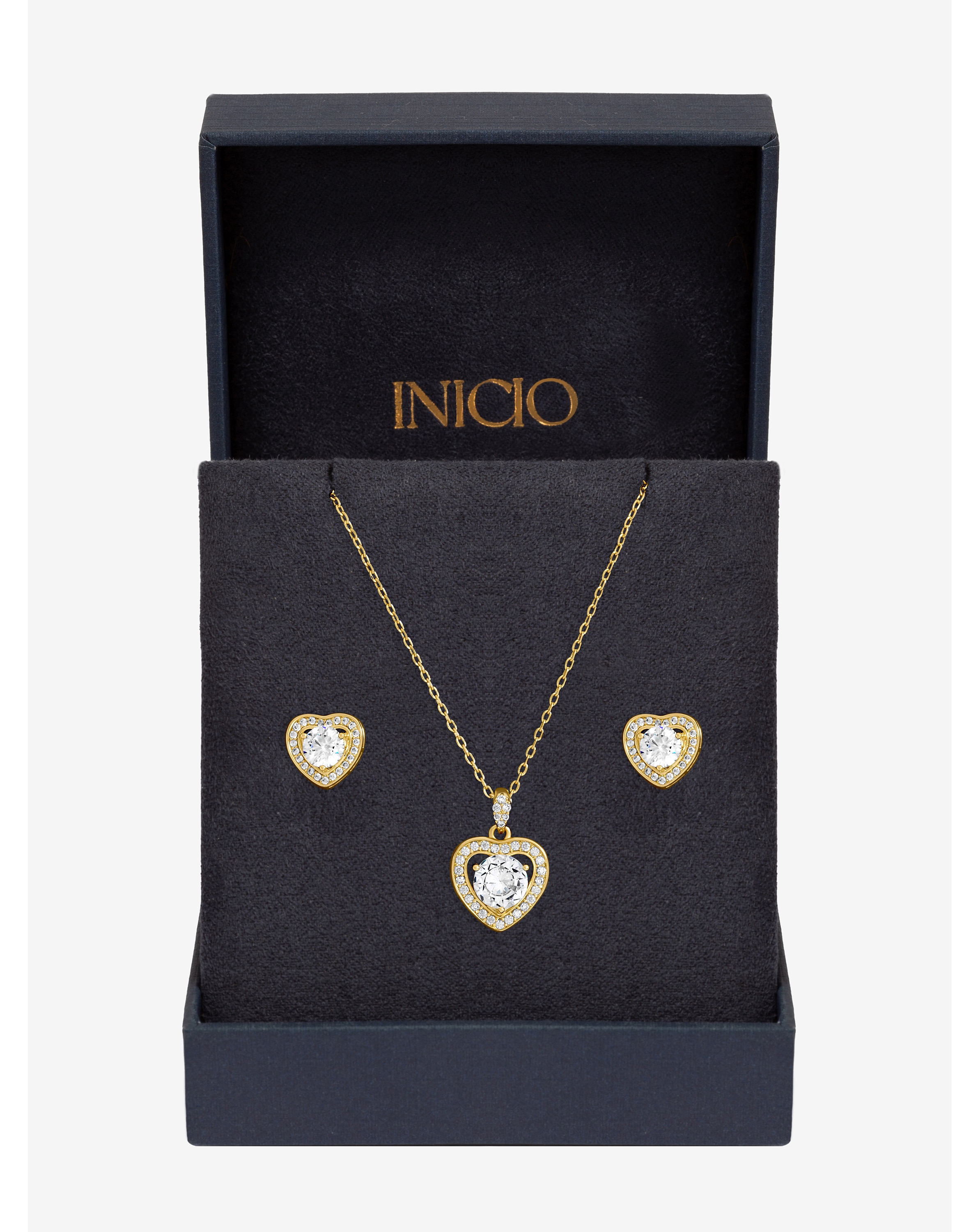 New In - 14Ct Gold Plated Heart Set - Gift Box