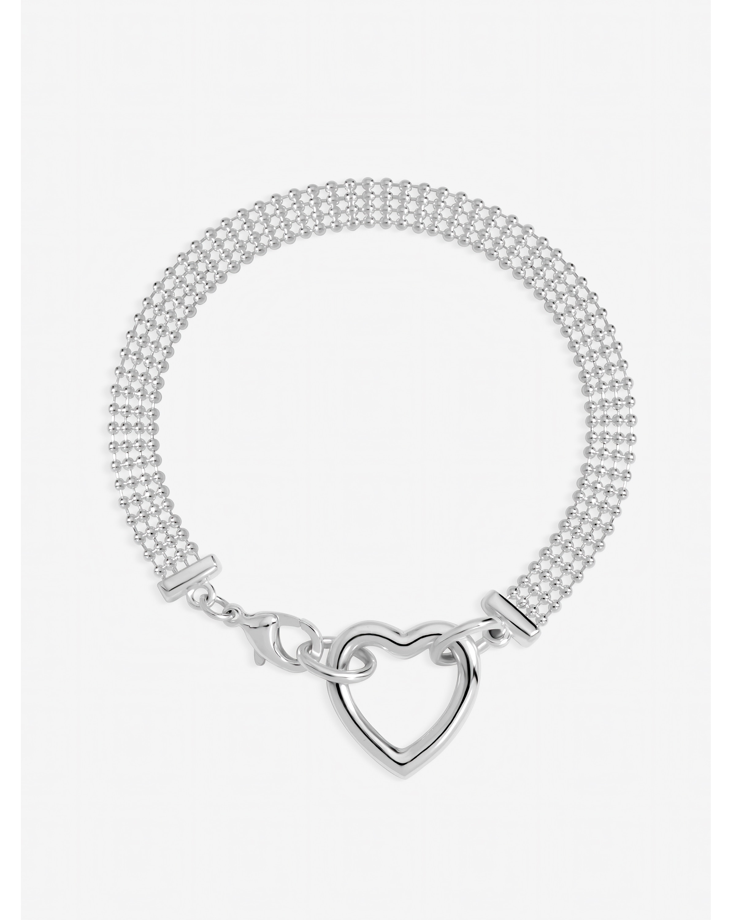 New In - Silver Plated Mesh Heart Clasp Bracelet