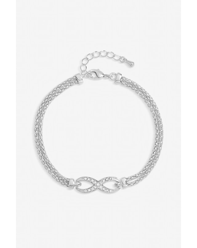 Inicio Sterling Silver Plated Premium Pave Infinity Bracelet - Gift Pouch