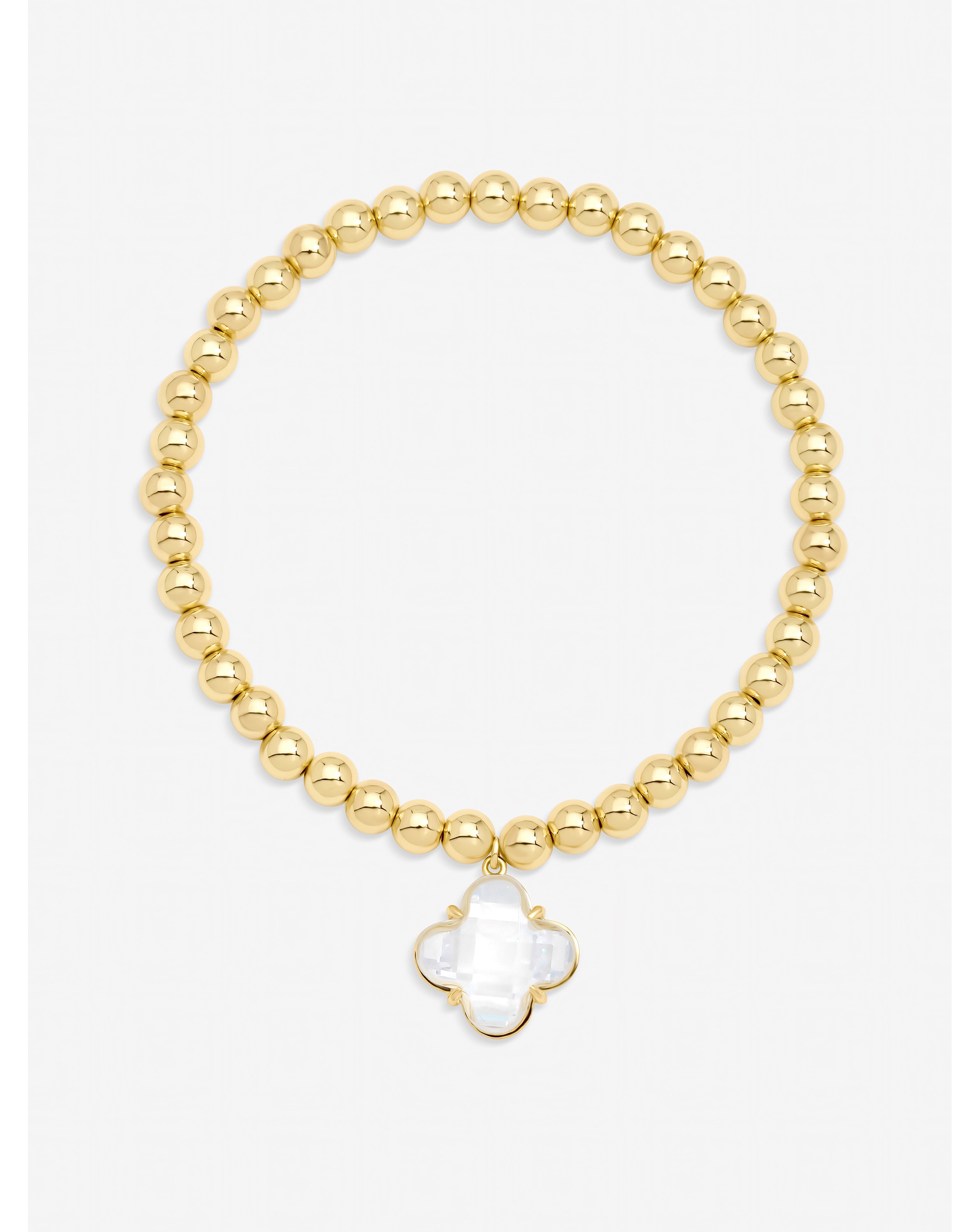 New In - Gold Crystal Clover Stretch Bracelet