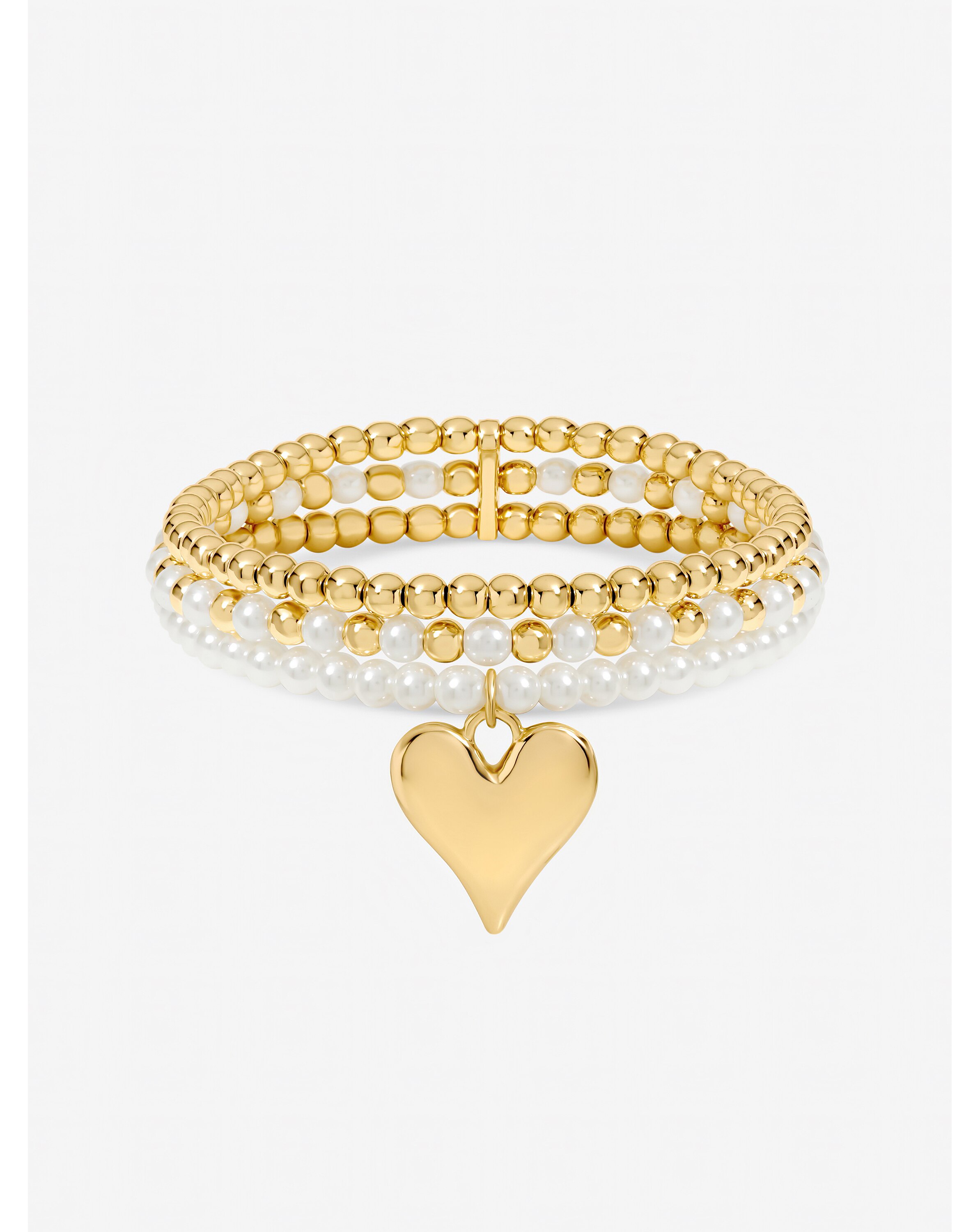 New In - Gold Plated Beaded Heart Charm Bracelet
